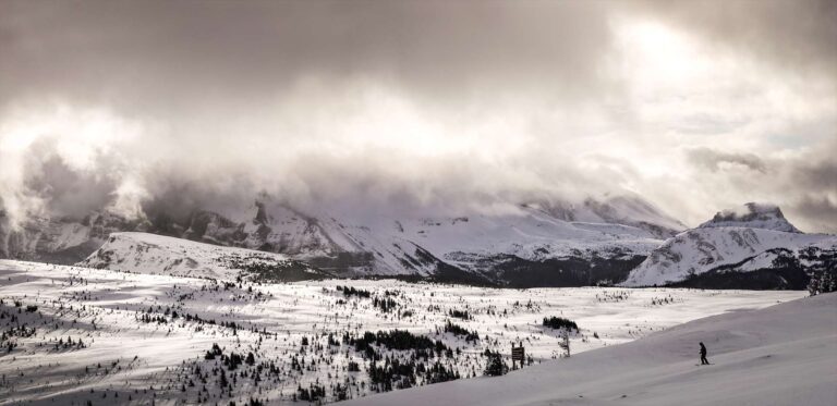 Mountain photography storm skier
